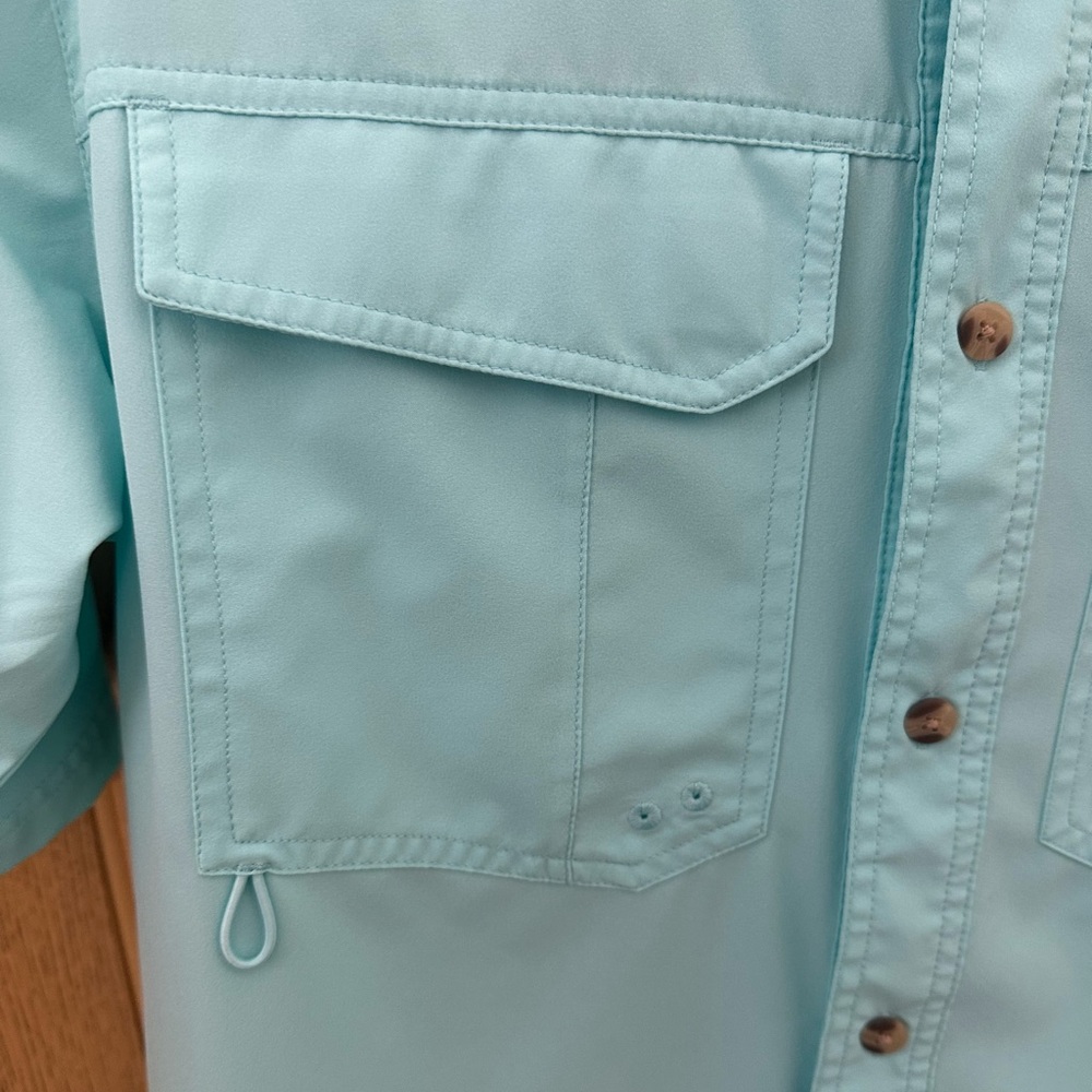 Bimini Bay Men’s Aqua Fishing Shirt Short Sleeve Button Down Snap Pockets Size S - Picture 6 of 6